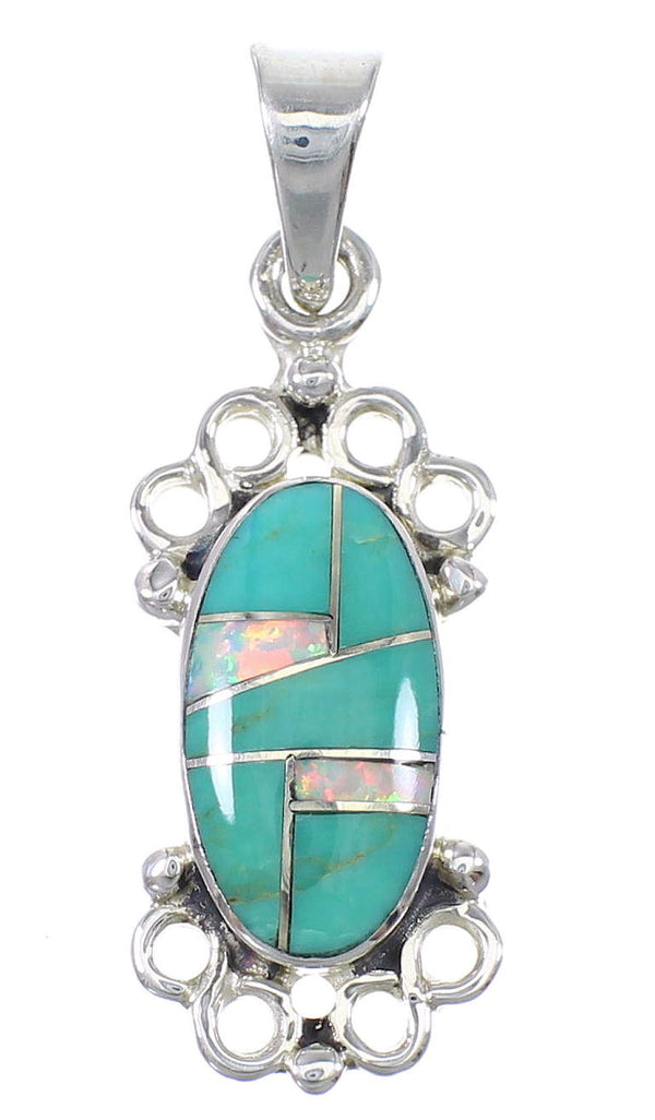 Southwestern Sterling Silver Opal And Turquoise Pendant YX77621